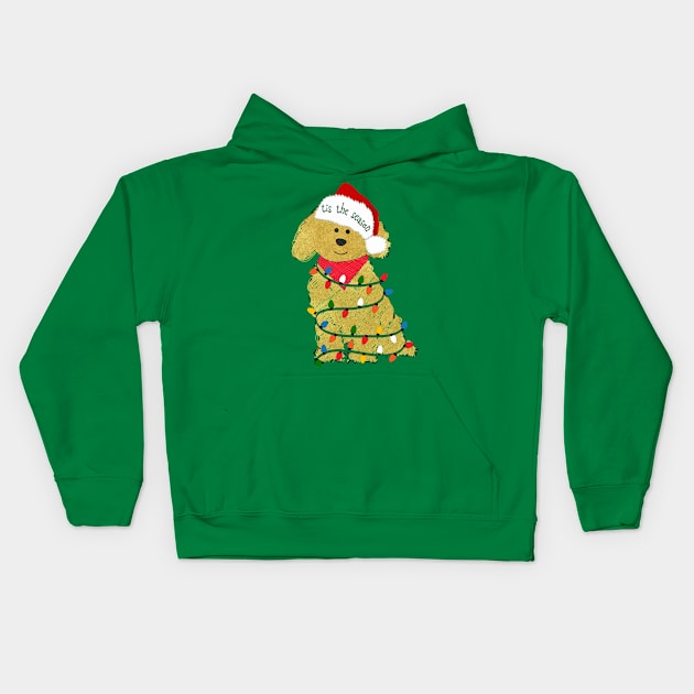 Cute Christmas Golden Doodle Puppy Kids Hoodie by emrdesigns